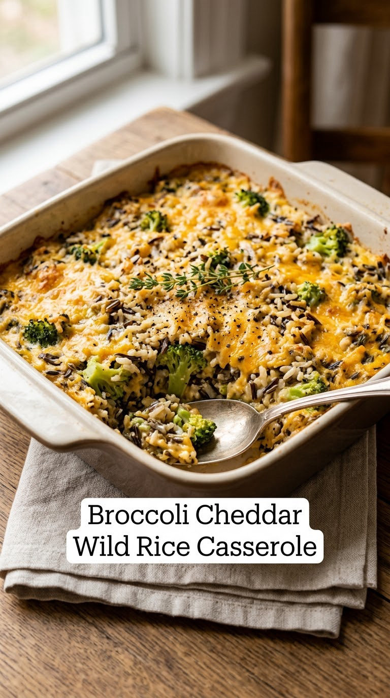 Broccoli Cheddar Wild Rice Casserole