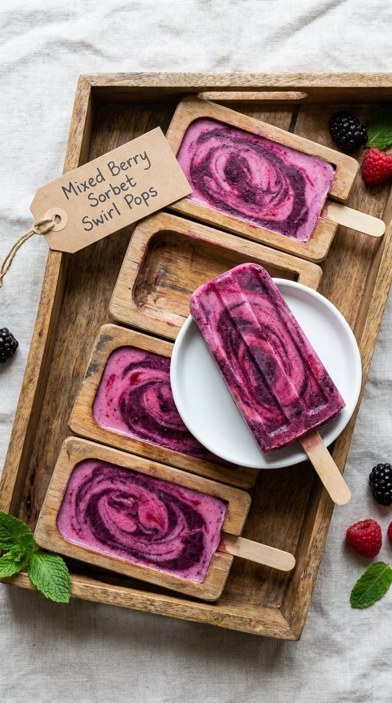 Mixed Berry Sorbet Swirl Pops
