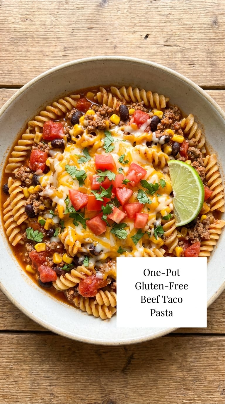 One-Pot Gluten-Free Beef Taco Pasta