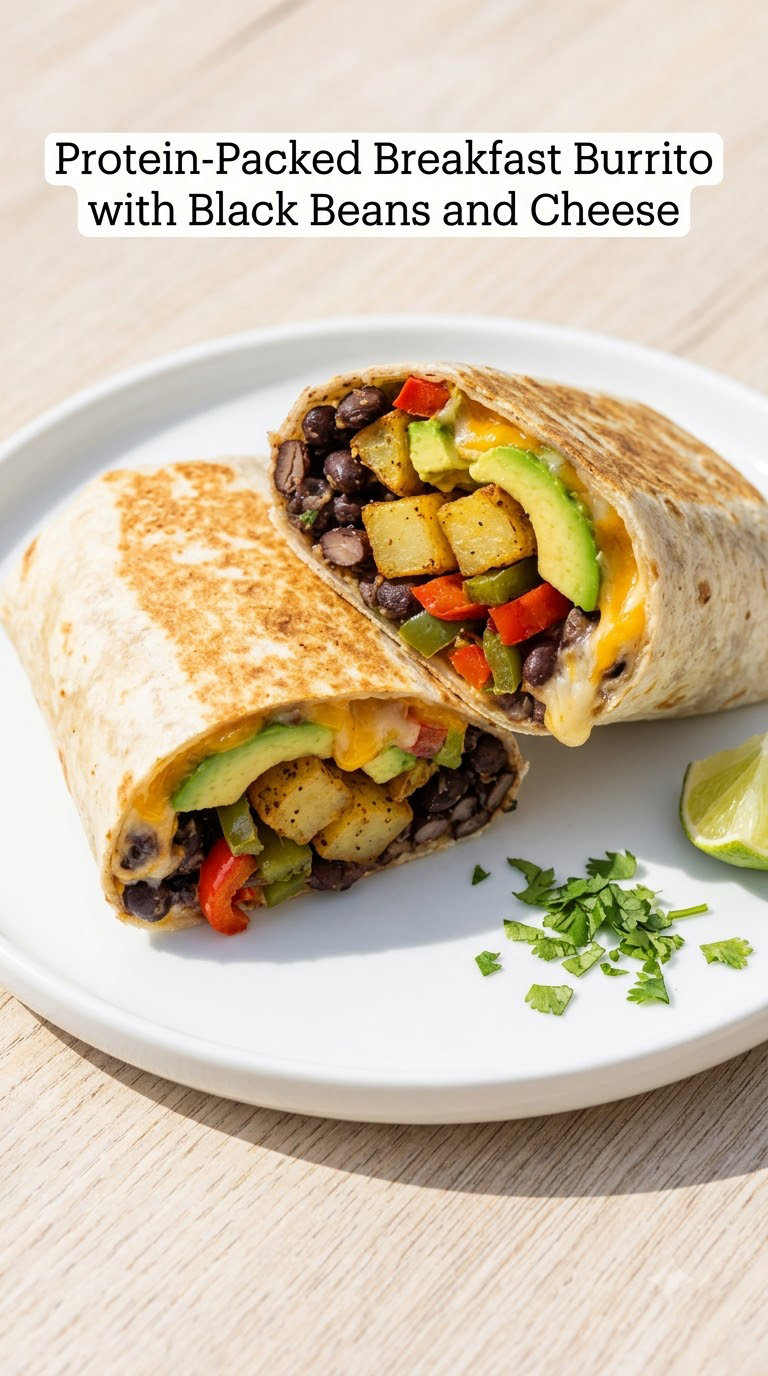 Protein-Packed Breakfast Burrito with Black Beans and Cheese
