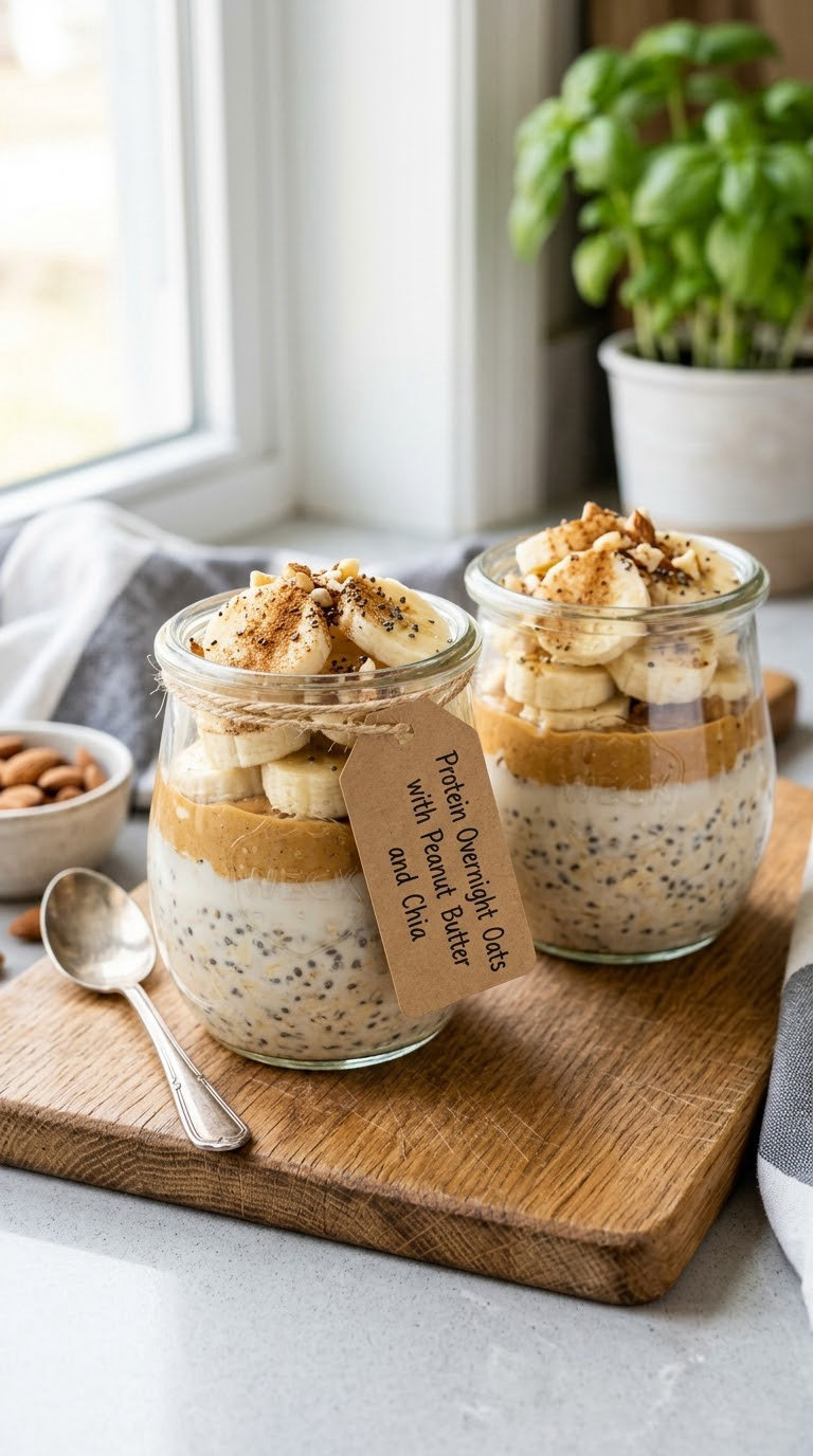 Protein Overnight Oats with Peanut Butter and Chia