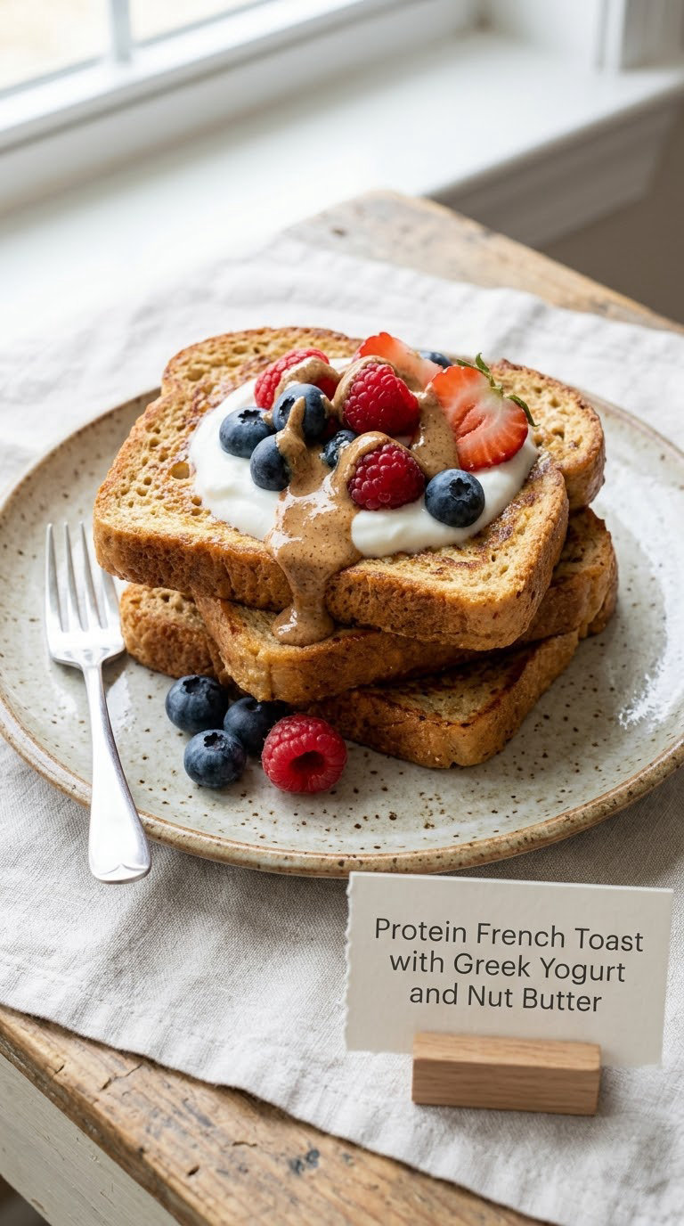 Protein French Toast with Greek Yogurt and Nut Butter