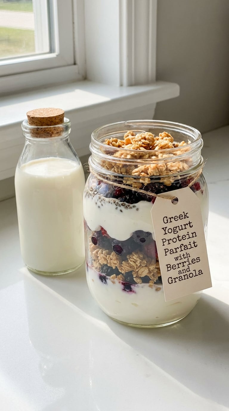 Greek Yogurt Protein Parfait with Berries and Granola
