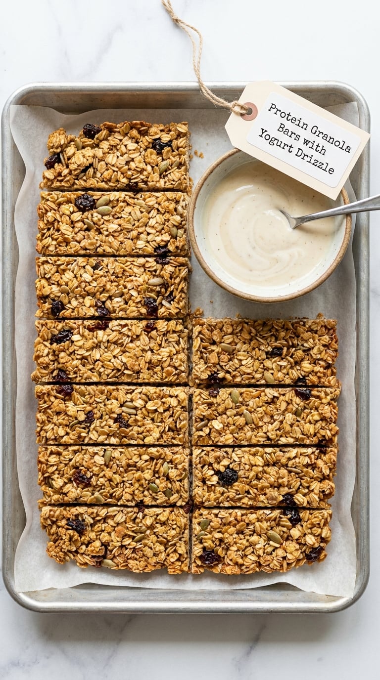 Protein Granola Bars with Yogurt Drizzle