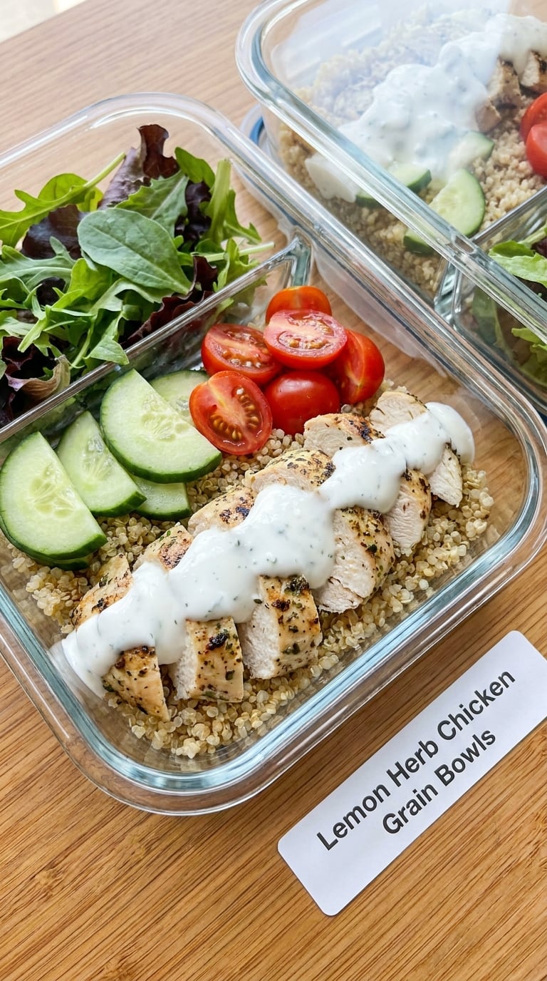 Lemon Herb Chicken Grain Bowls