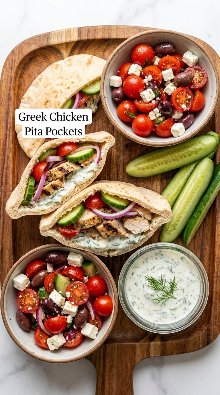 Greek Chicken Pita Pockets