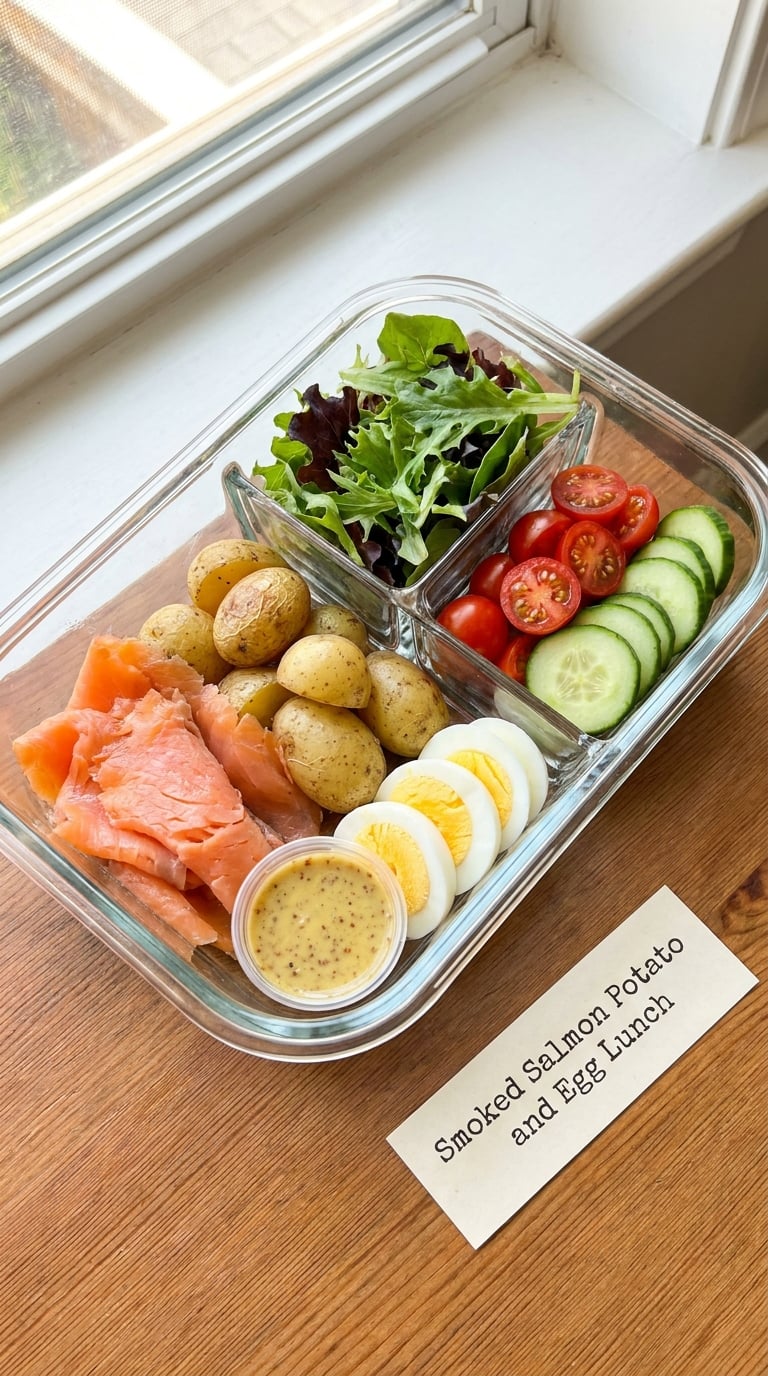 Smoked Salmon Potato and Egg Lunch