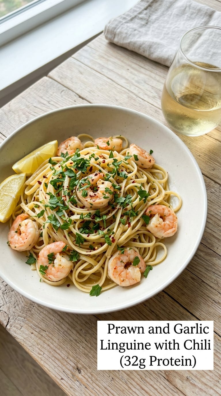 Lemon Garlic Shrimp Linguine