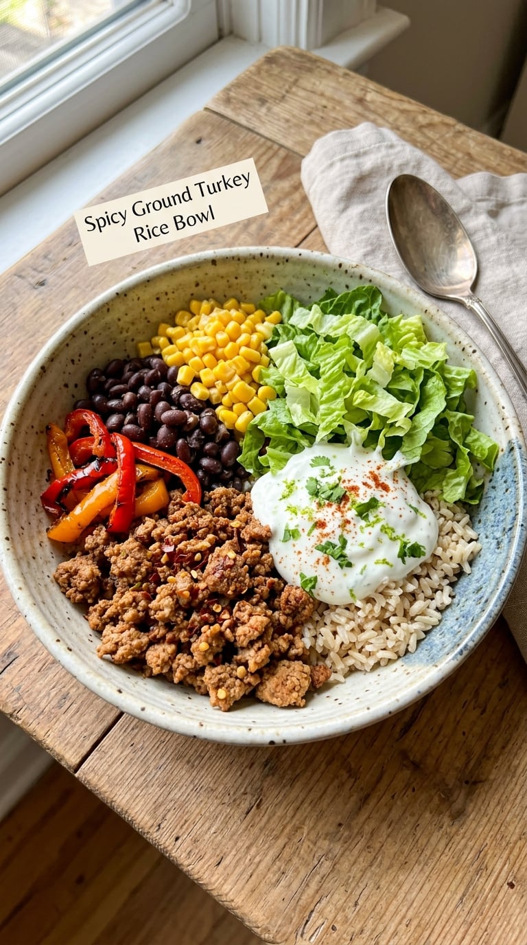 Spicy Ground Turkey Rice Bowl