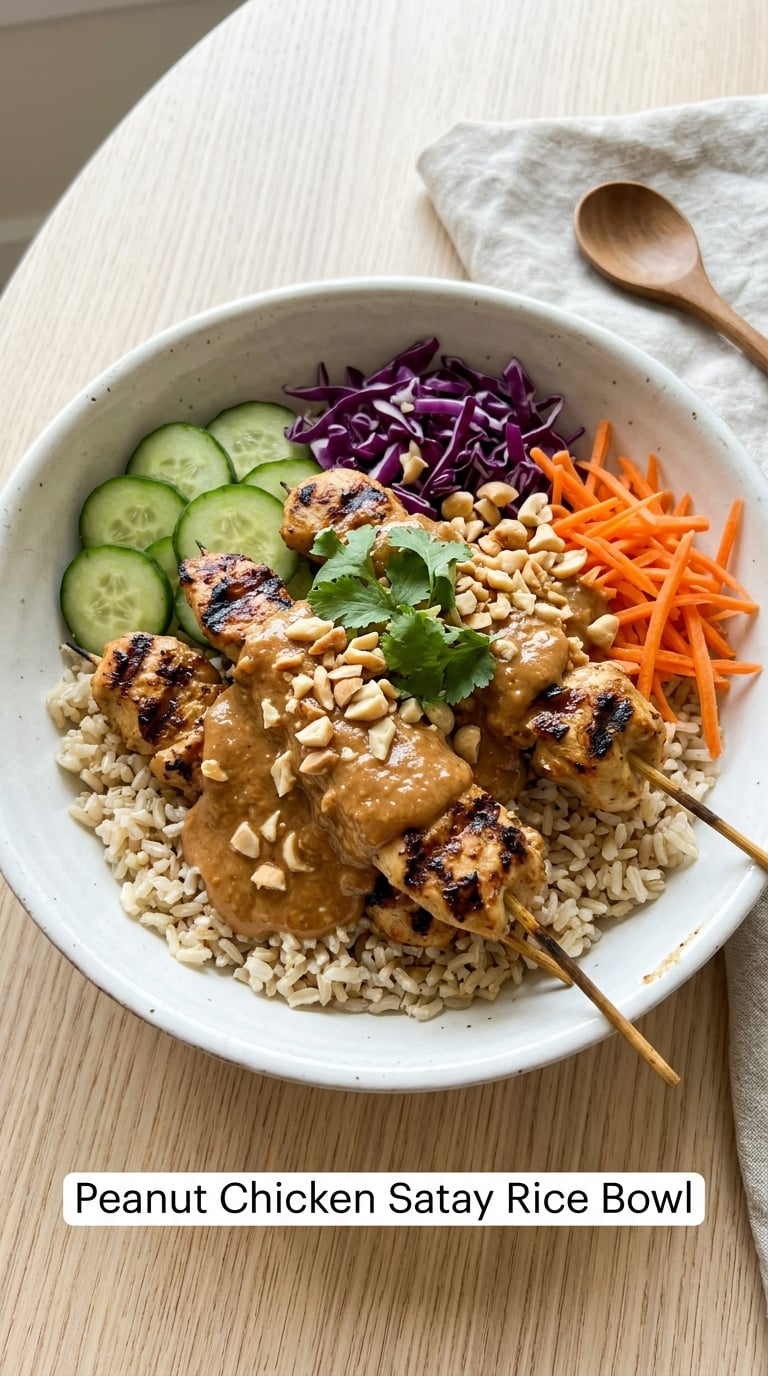 Peanut Chicken Satay Rice Bowl