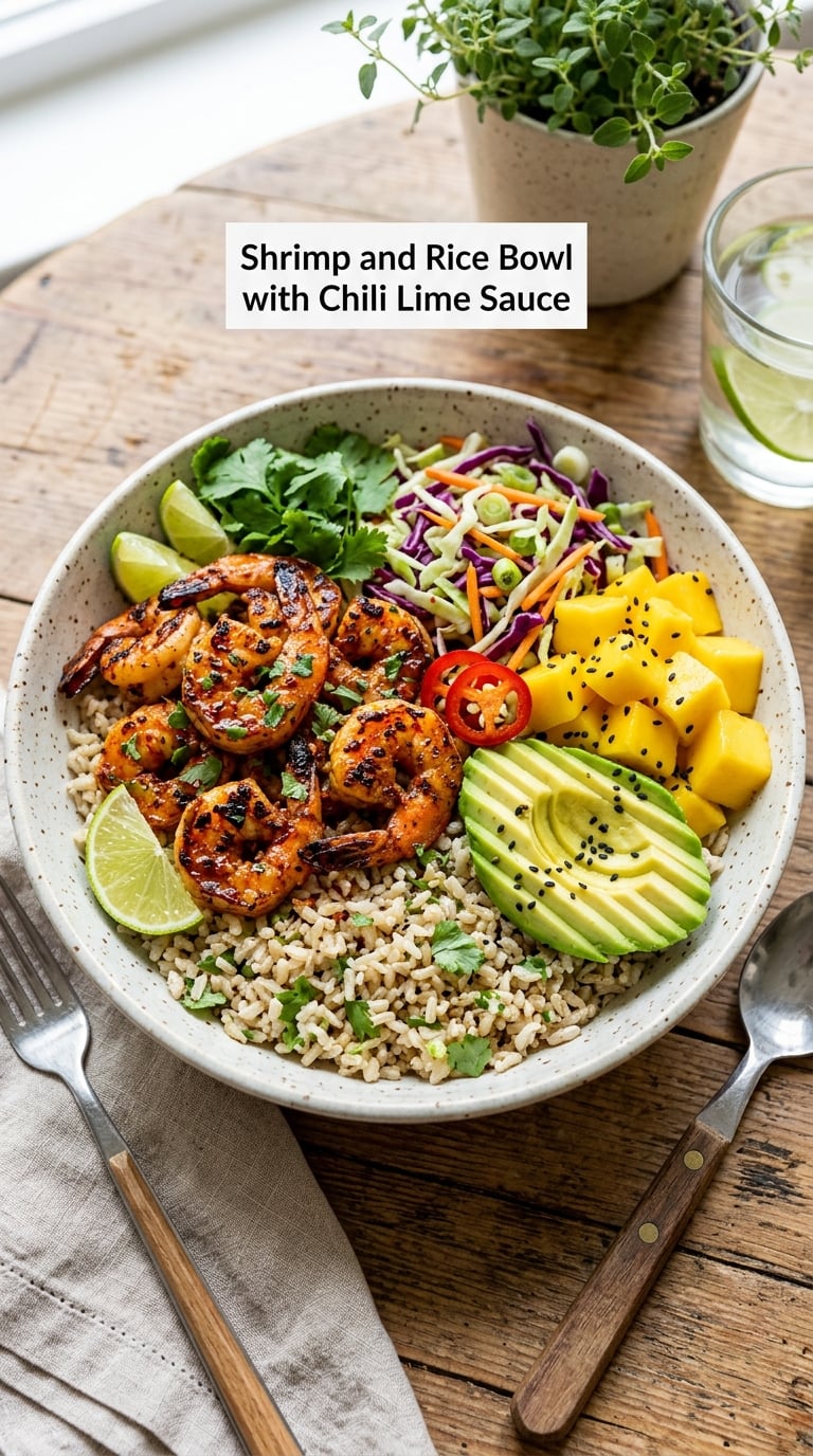 Shrimp and Rice Bowl with Chili Lime Sauce