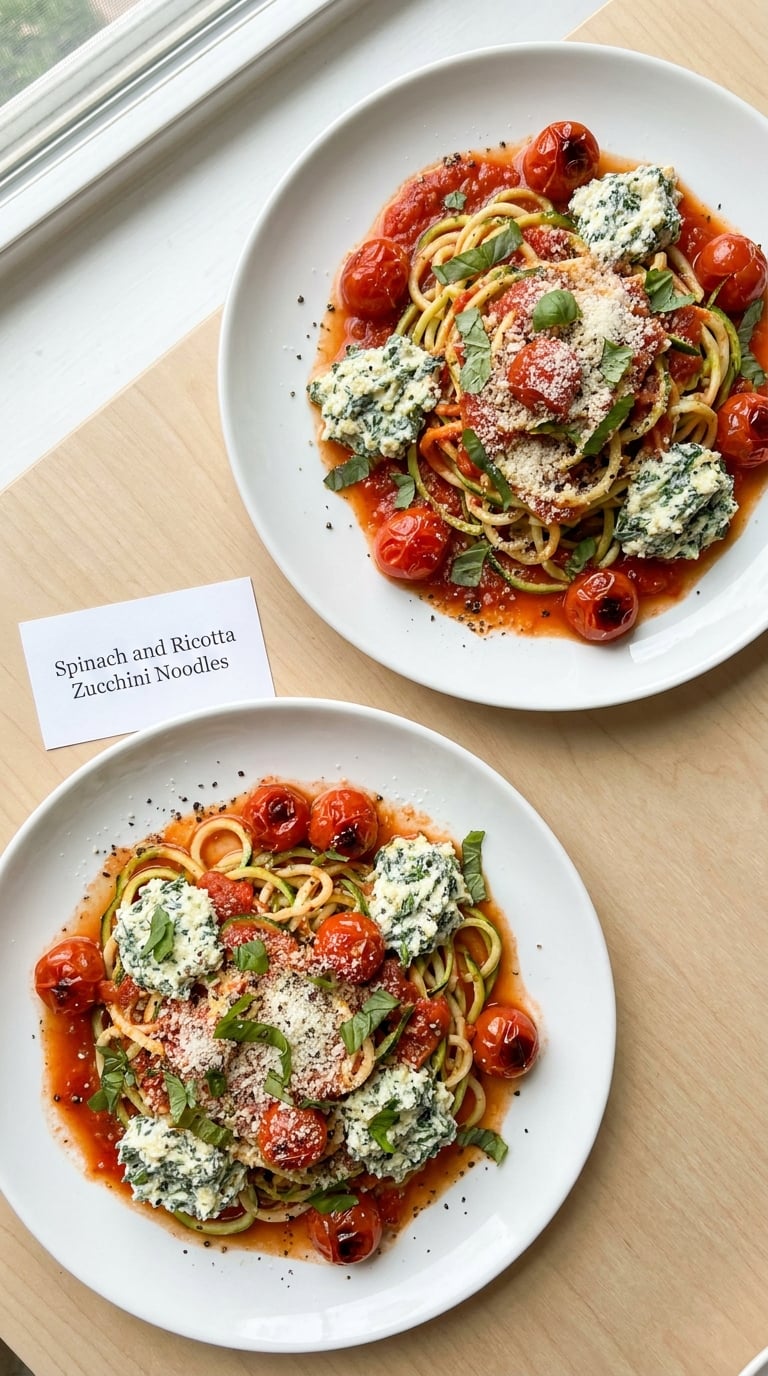 Spinach and Ricotta Zucchini Noodles
