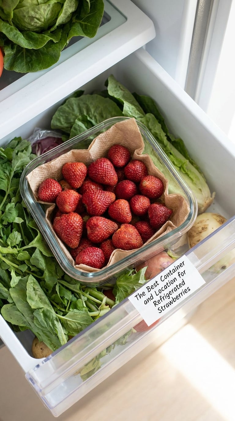 The Best Container and Location for Refrigerated Strawberries