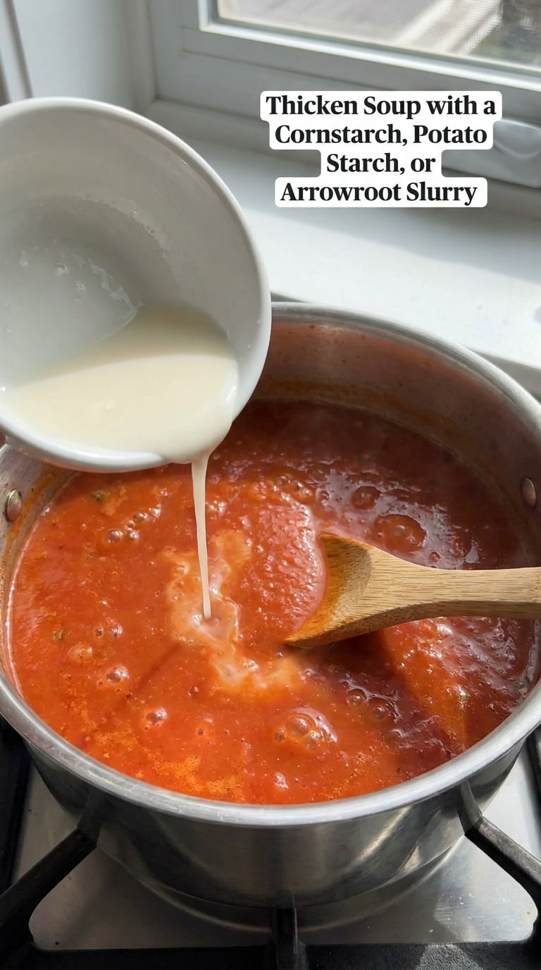 Thicken Soup with a Cornstarch, Potato Starch, or Arrowroot Slurry