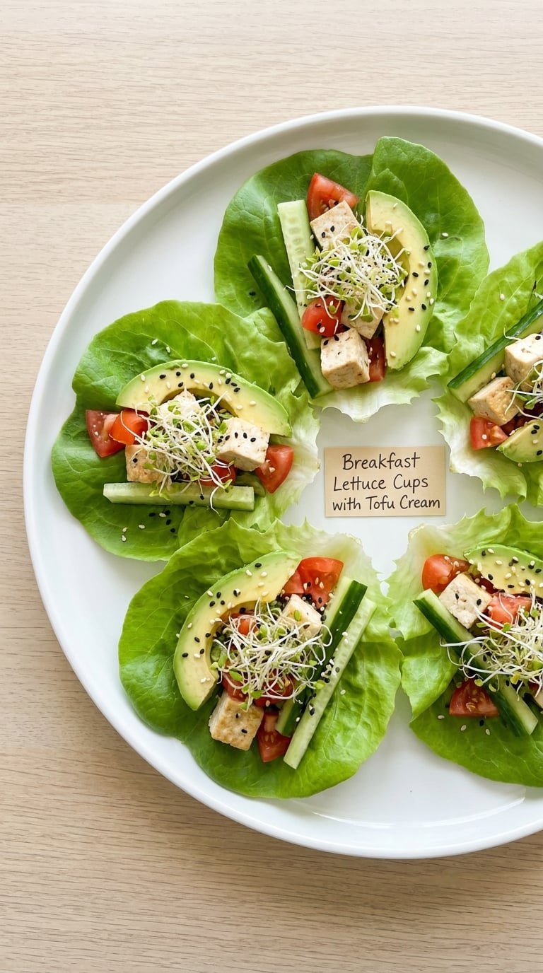Breakfast Lettuce Cups with Tofu Cream