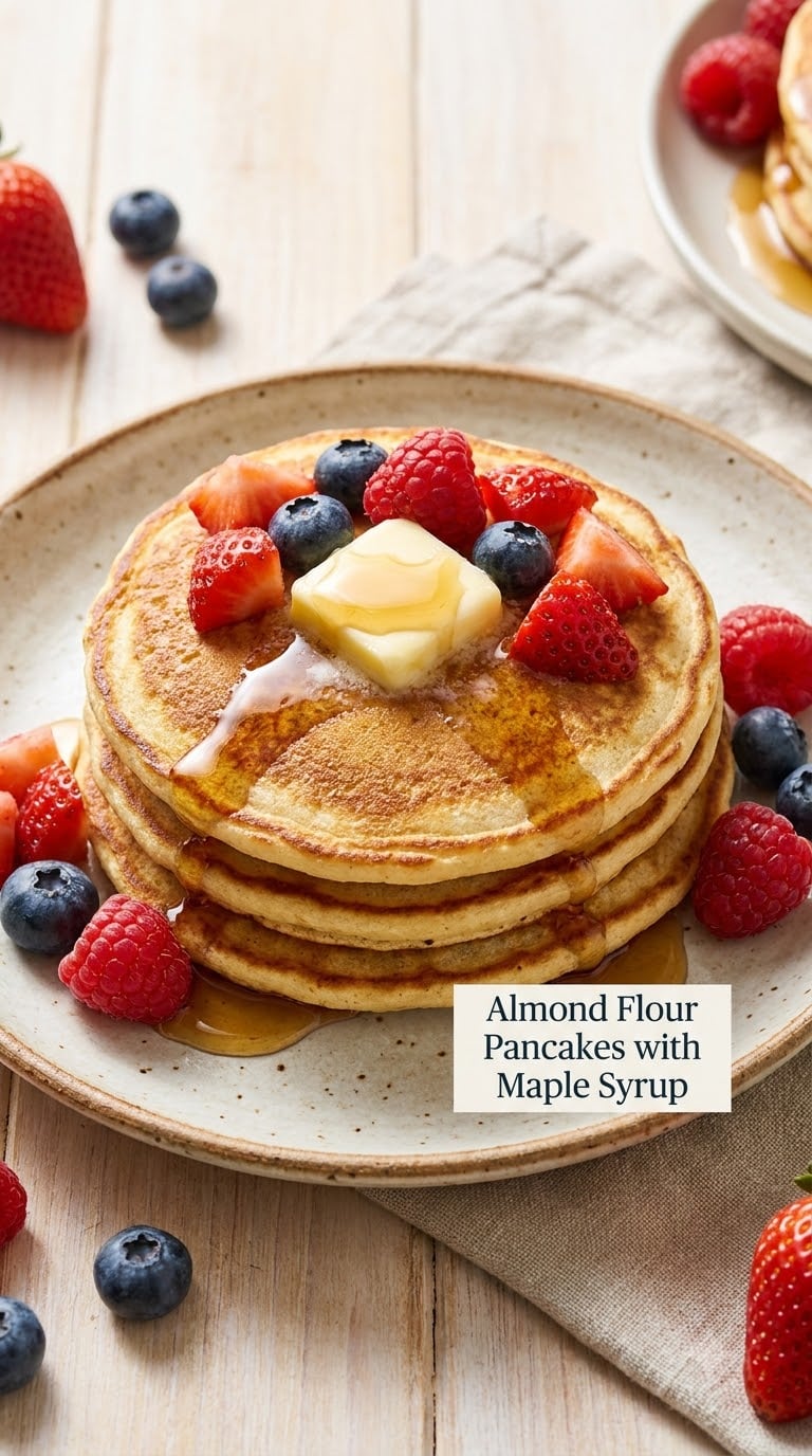 Almond Flour Pancakes with Maple Syrup