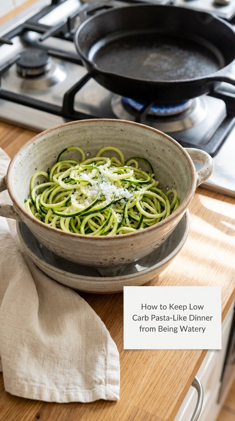 How to Keep Low Carb Pasta-Like Dinner from Being Watery