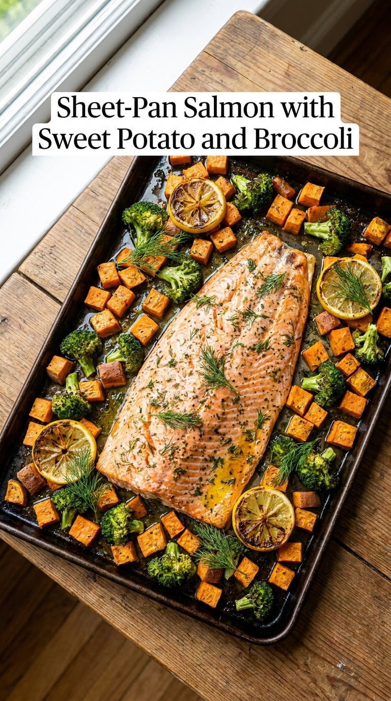 Sheet-Pan Salmon with Sweet Potato and Broccoli