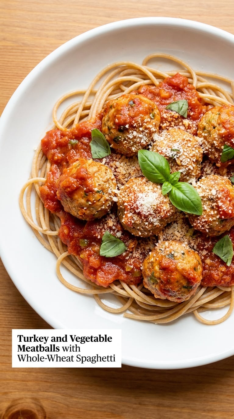 Turkey and Vegetable Meatballs with Whole-Wheat Spaghetti