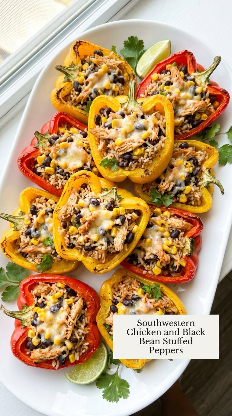 Southwestern Chicken and Black Bean Stuffed Peppers
