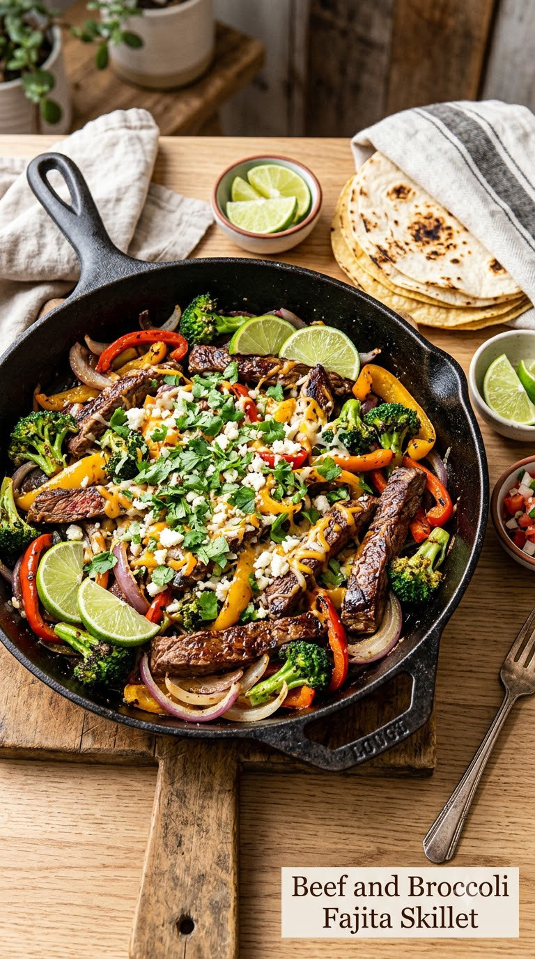 Beef and Broccoli Fajita Skillet