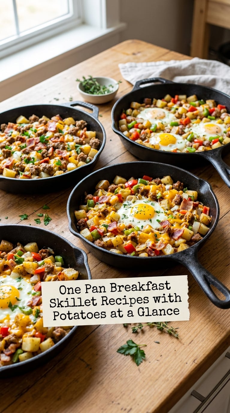 One Pan Breakfast Skillet Recipes with Potatoes at a Glance