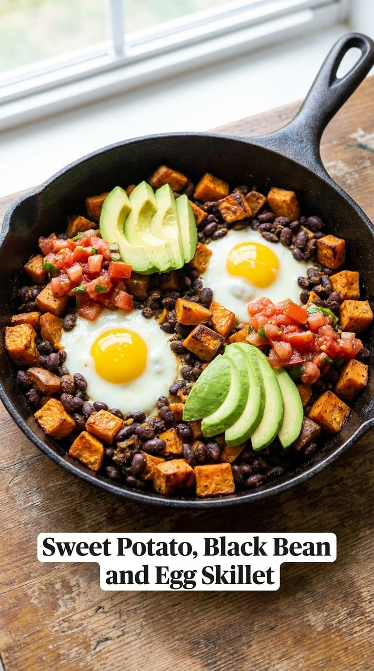 Sweet Potato, Black Bean and Egg Skillet
