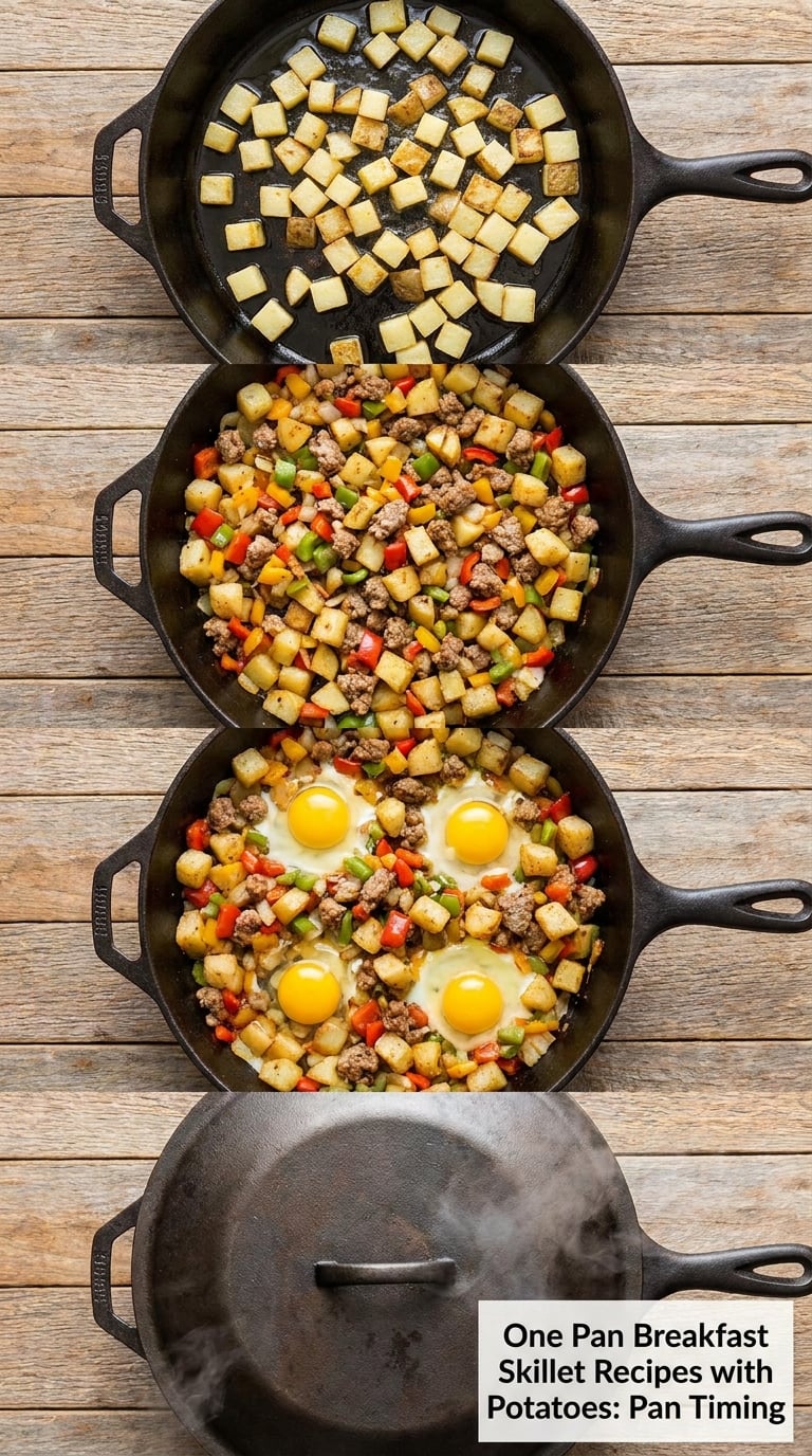 One Pan Breakfast Skillet Recipes with Potatoes: Pan Timing