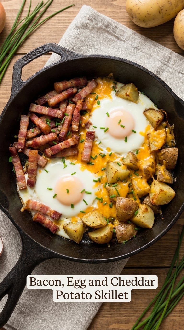 Bacon, Egg and Cheddar Potato Skillet