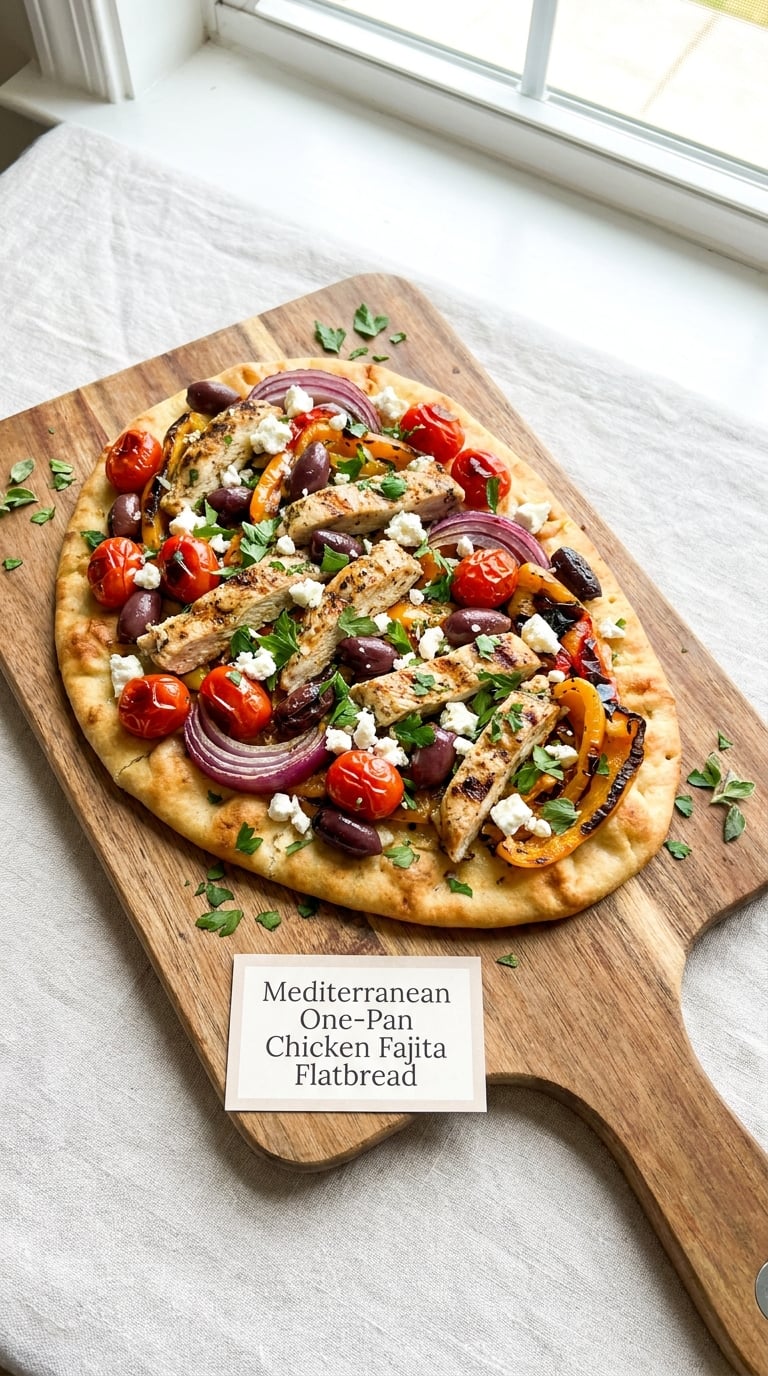 Mediterranean One-Pan Chicken Fajita Flatbread