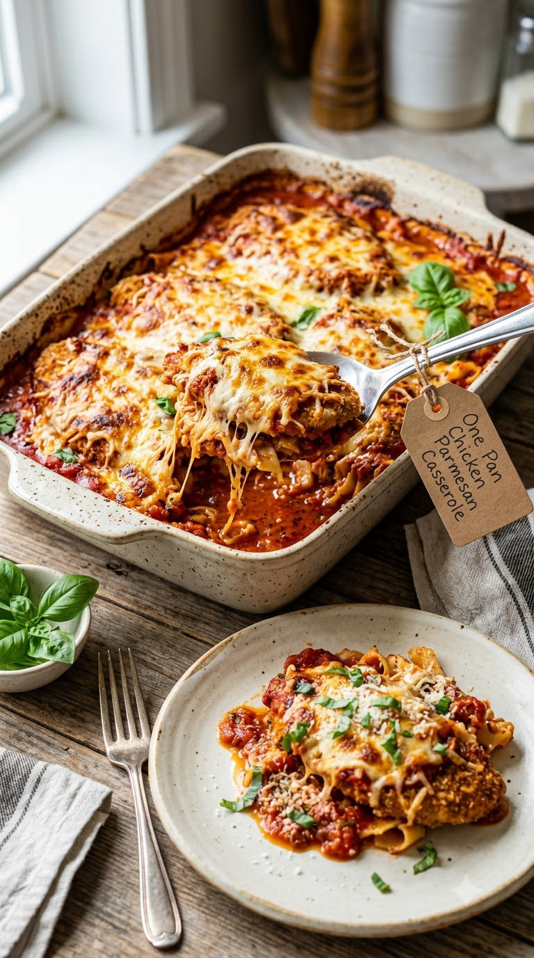 One Pan Chicken Parmesan Casserole