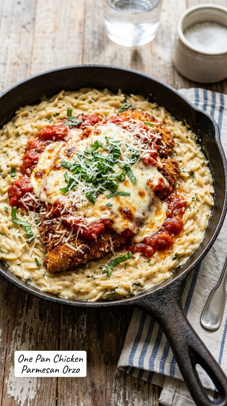 One Pan Chicken Parmesan Orzo