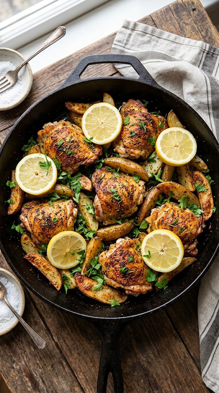 Classic Lemon Herb Chicken Thighs and Potatoes