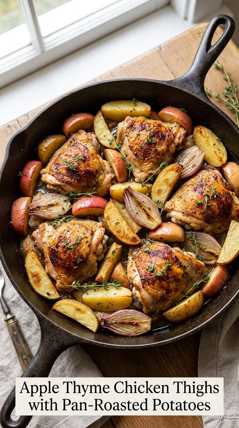 Apple Thyme Chicken Thighs with Pan-Roasted Potatoes