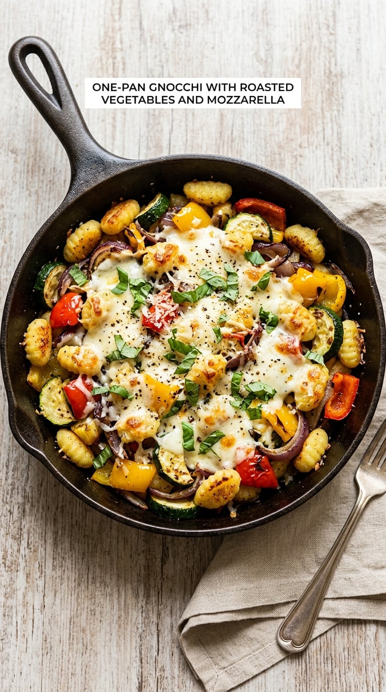 One-Pan Gnocchi with Roasted Vegetables and Mozzarella
