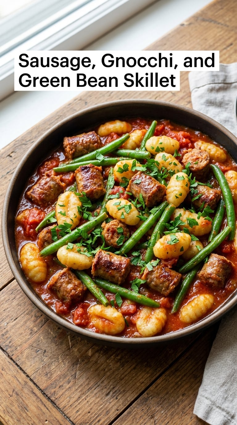 Sausage, Gnocchi, and Green Bean Skillet