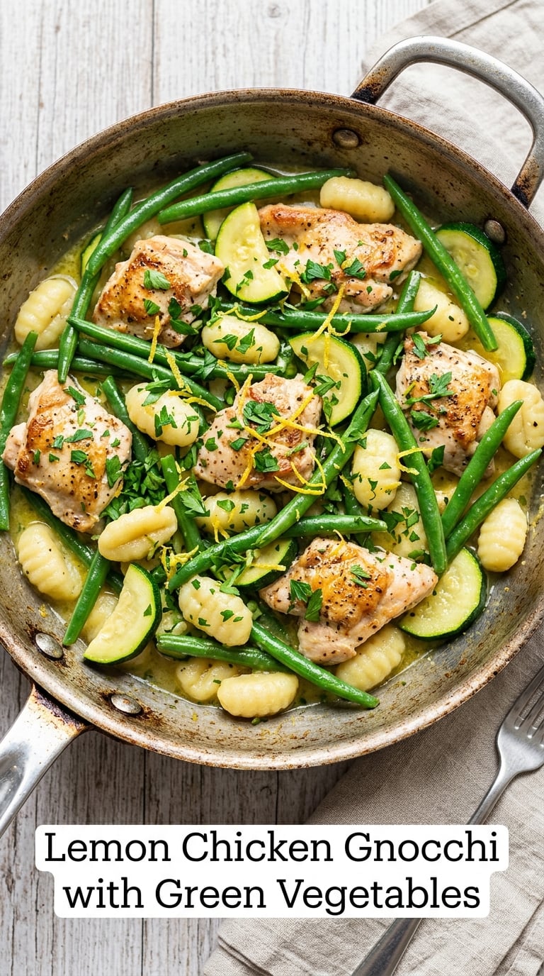 Lemon Chicken Gnocchi with Green Vegetables