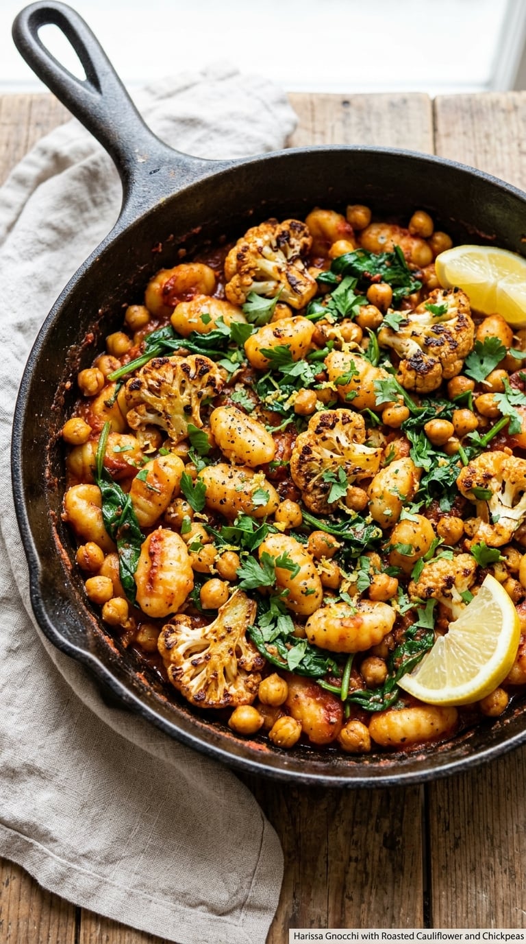 Harissa Gnocchi with Roasted Cauliflower and Chickpeas
