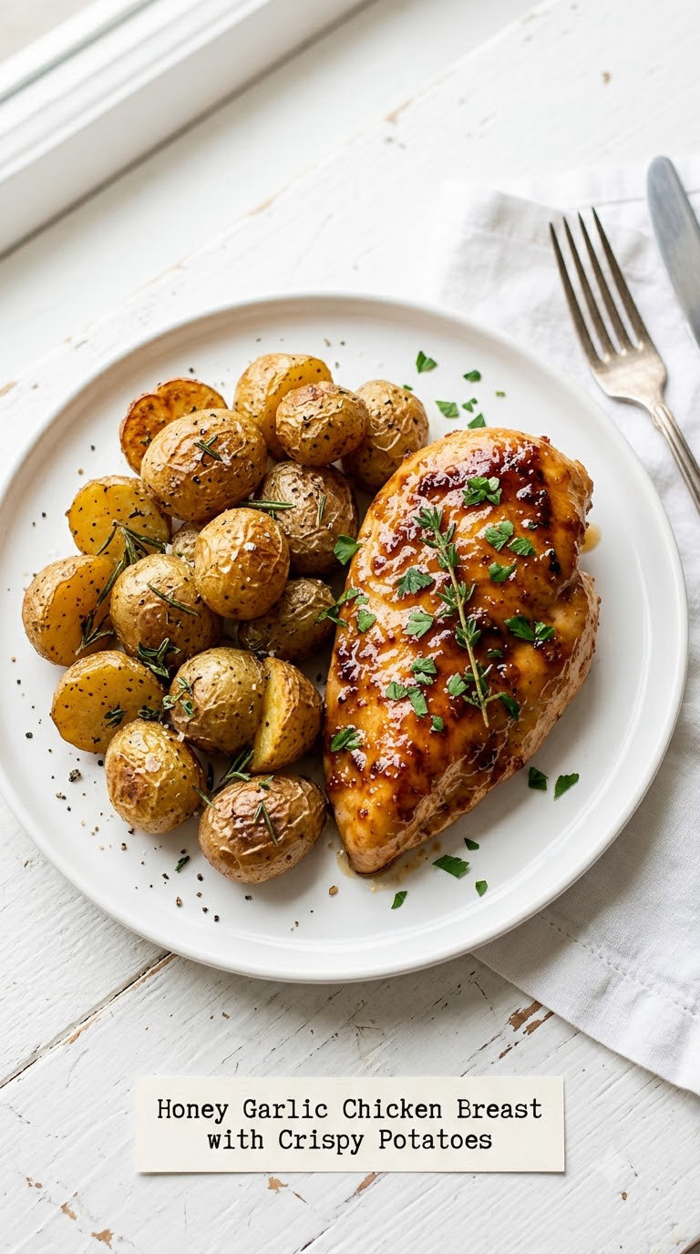 Honey Garlic Chicken Breast with Crispy Potatoes