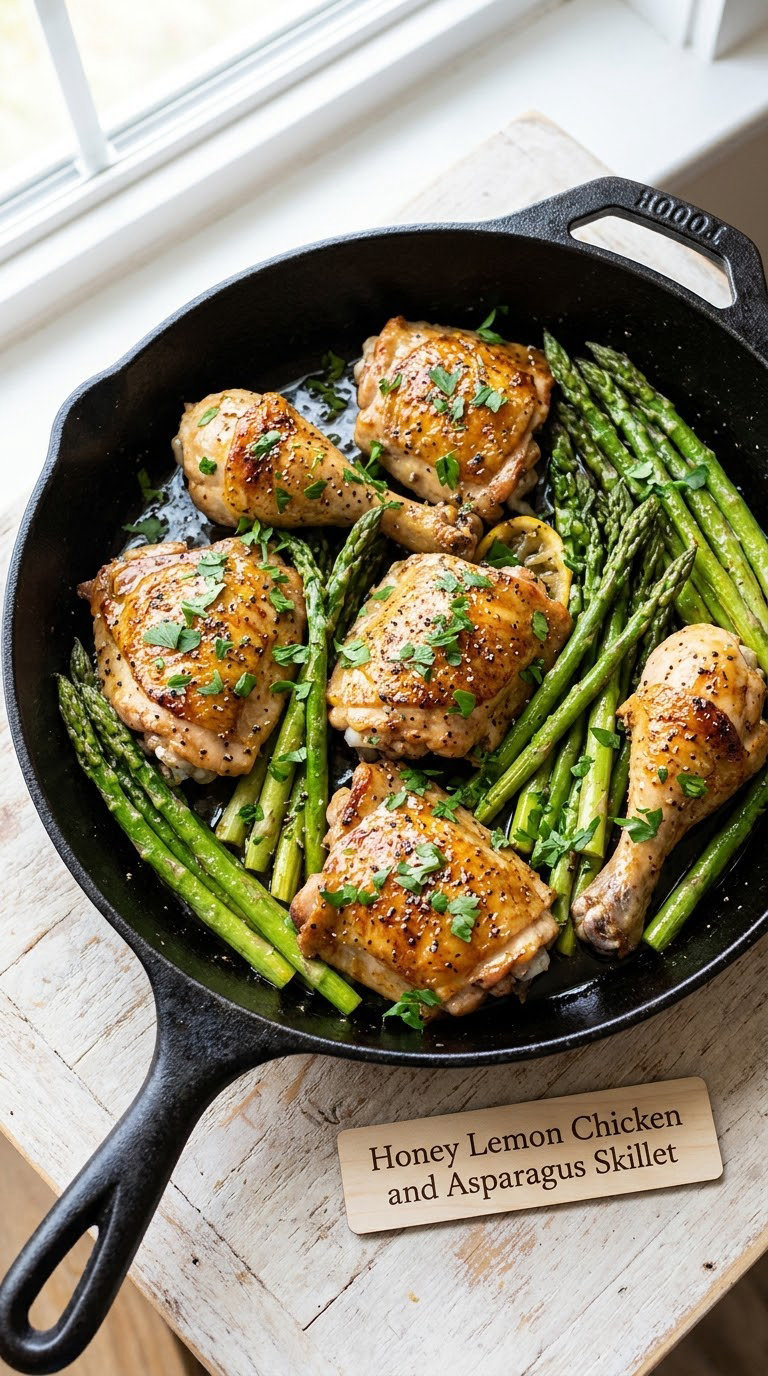 Honey Lemon Chicken and Asparagus Skillet
