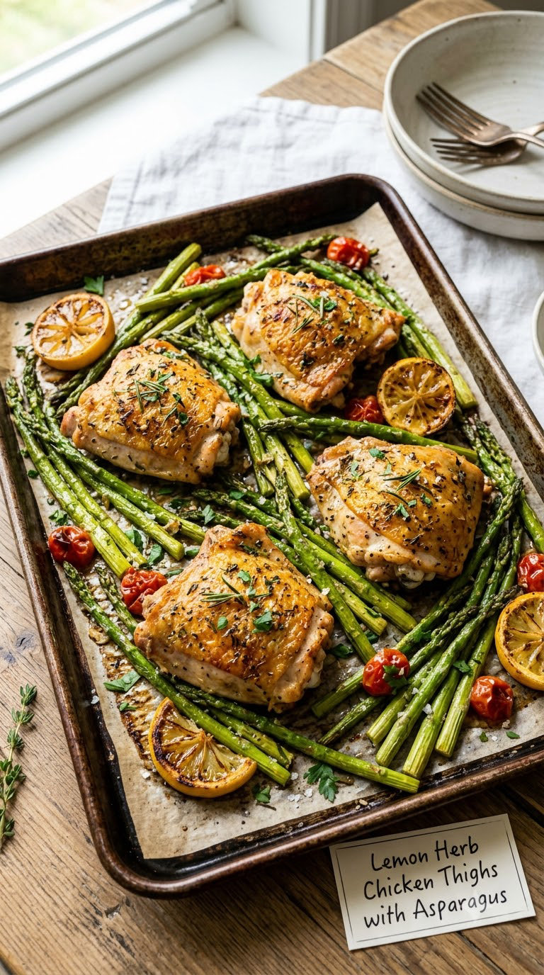 Lemon Herb Chicken Thighs with Asparagus