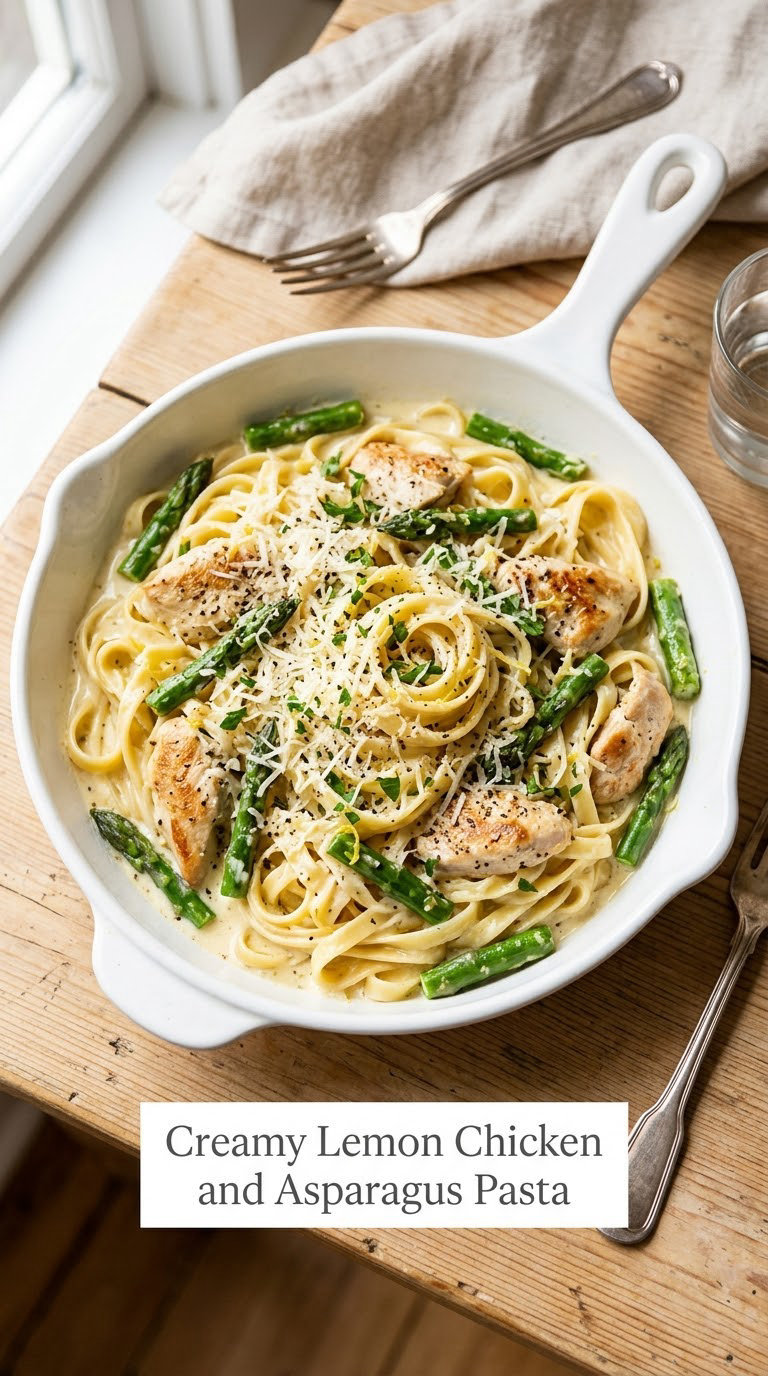 Creamy Lemon Chicken and Asparagus Pasta