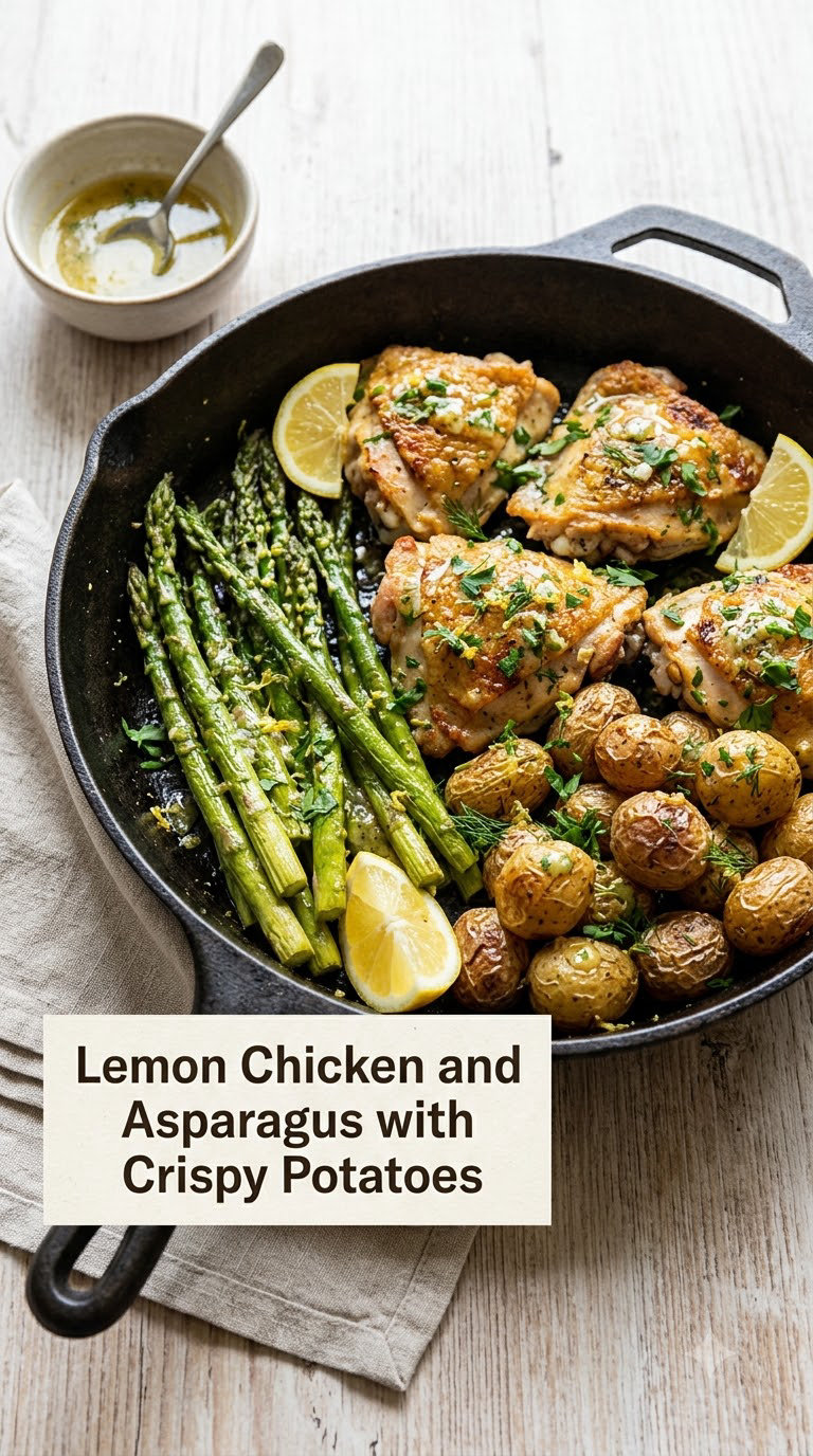 Lemon Chicken and Asparagus with Crispy Potatoes