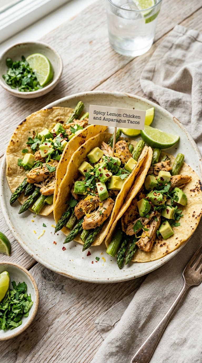 Spicy Lemon Chicken and Asparagus Tacos