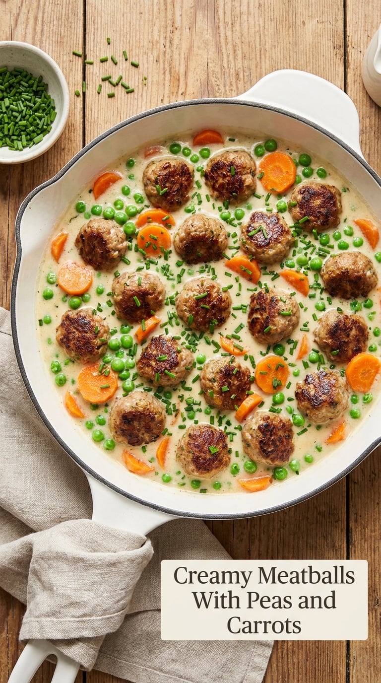 Creamy Meatballs With Peas and Carrots