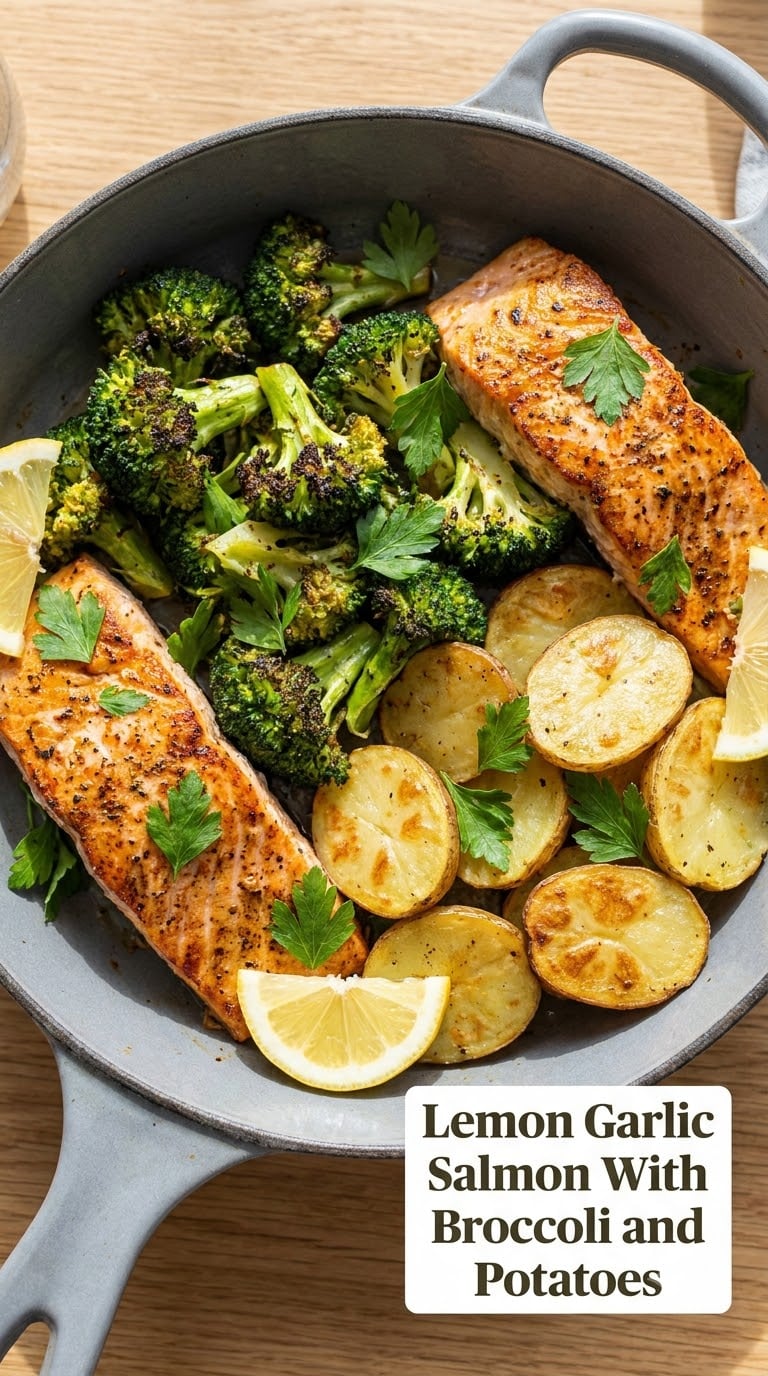 Lemon Garlic Salmon With Broccoli and Potatoes