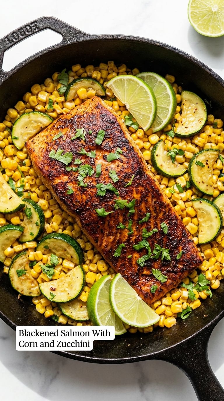 Blackened Salmon With Corn and Zucchini