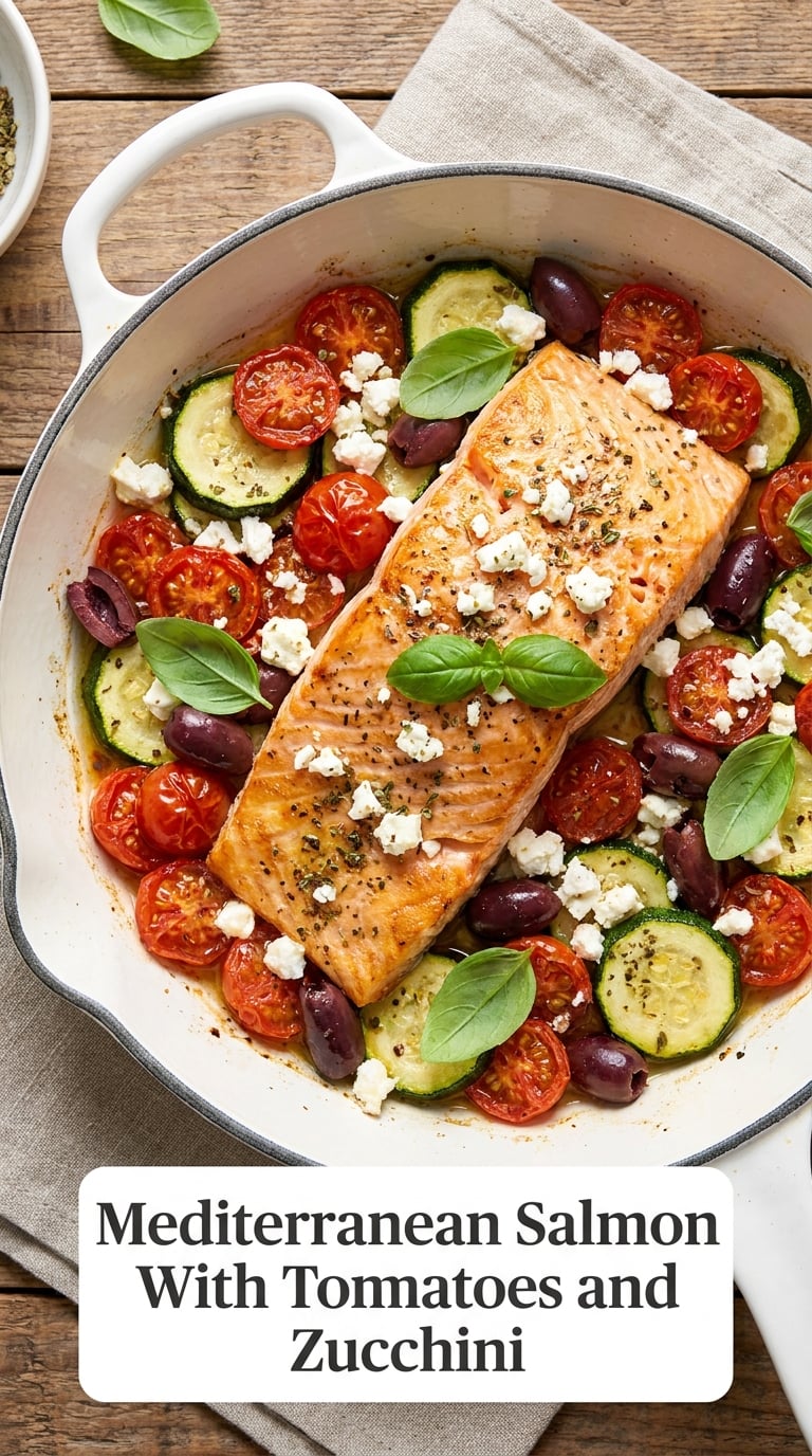 Mediterranean Salmon With Tomatoes and Zucchini