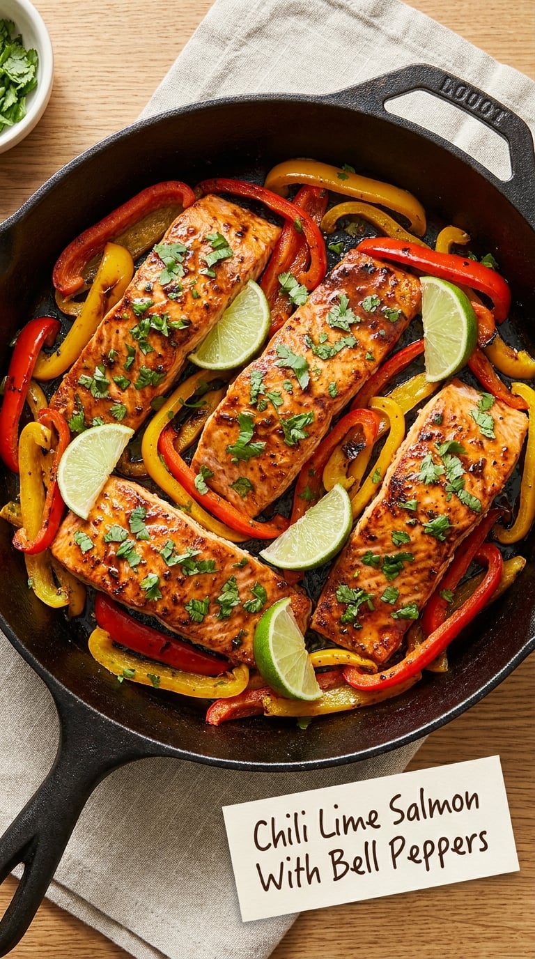 Chili Lime Salmon With Bell Peppers