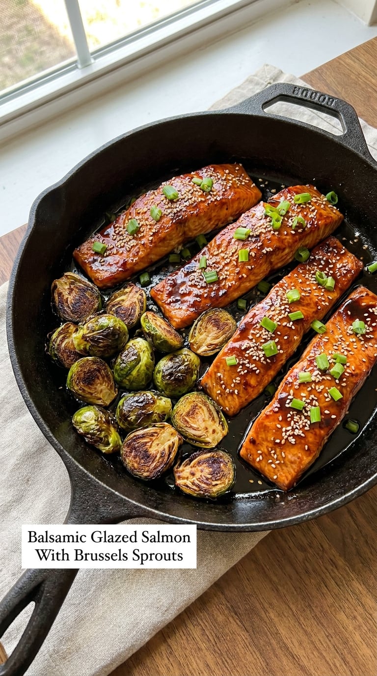 Balsamic Glazed Salmon With Brussels Sprouts